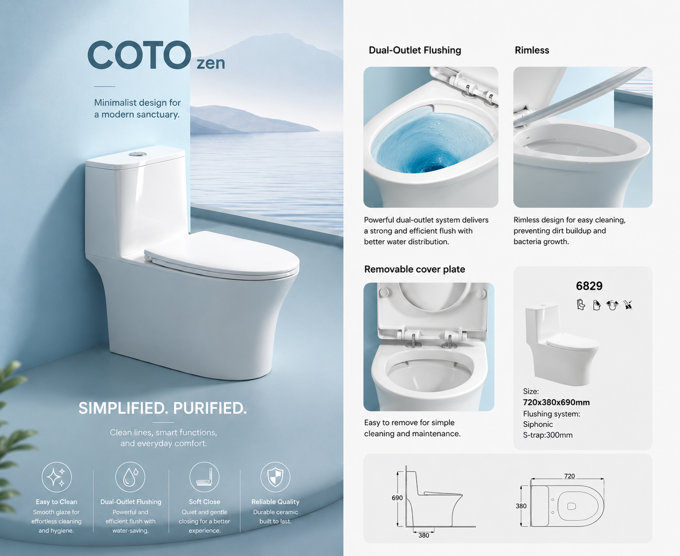 Bồn cầu một khối COTOzen 6829