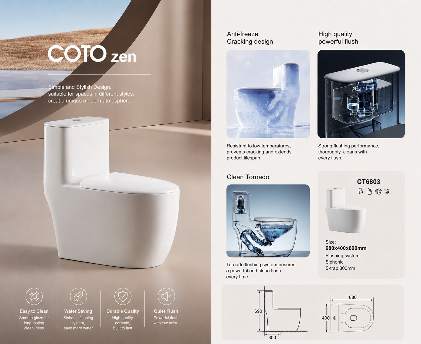Bồn cầu một khối COTOzen CT6803
