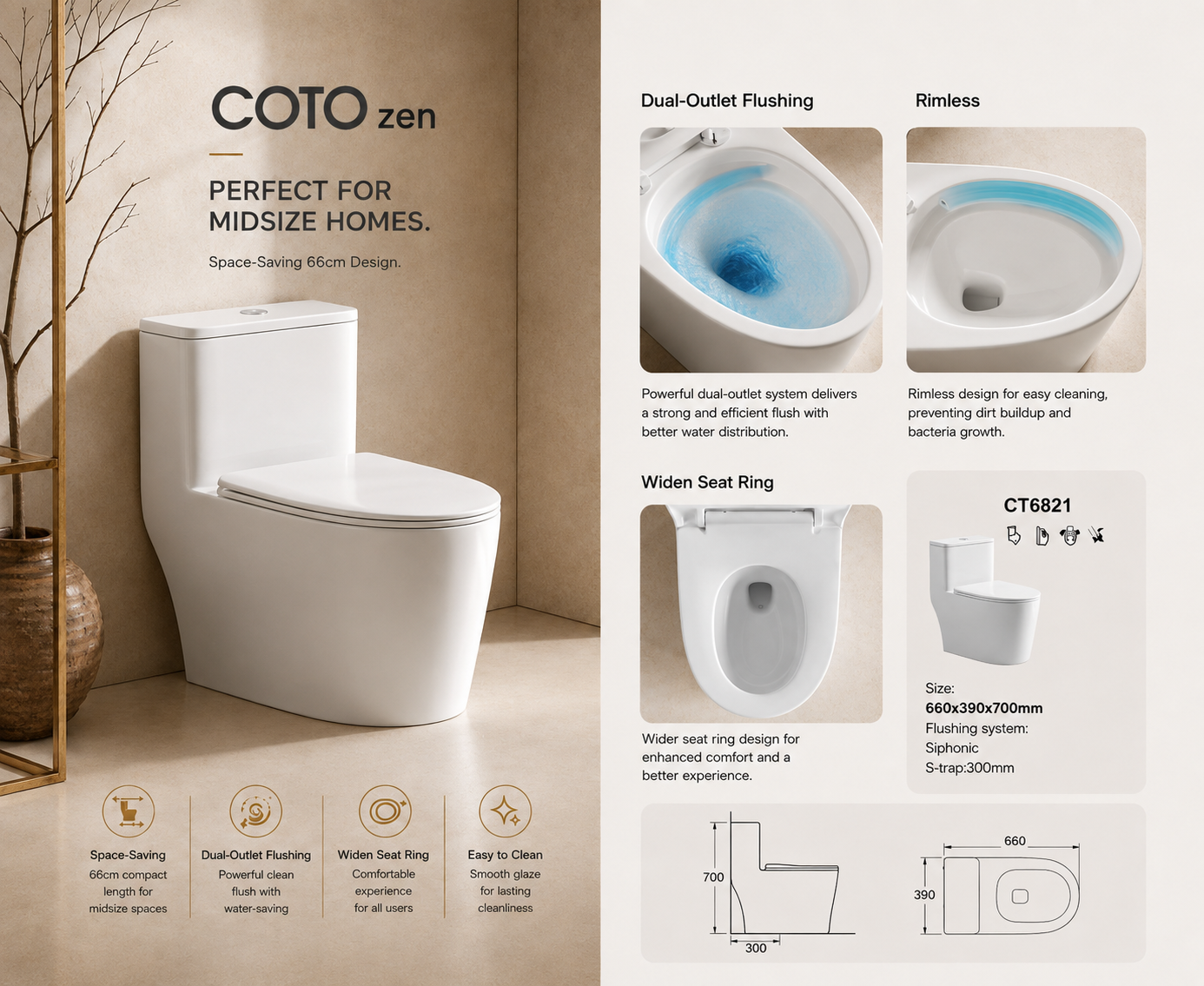 Bồn cầu một khối COTOzen CT6821